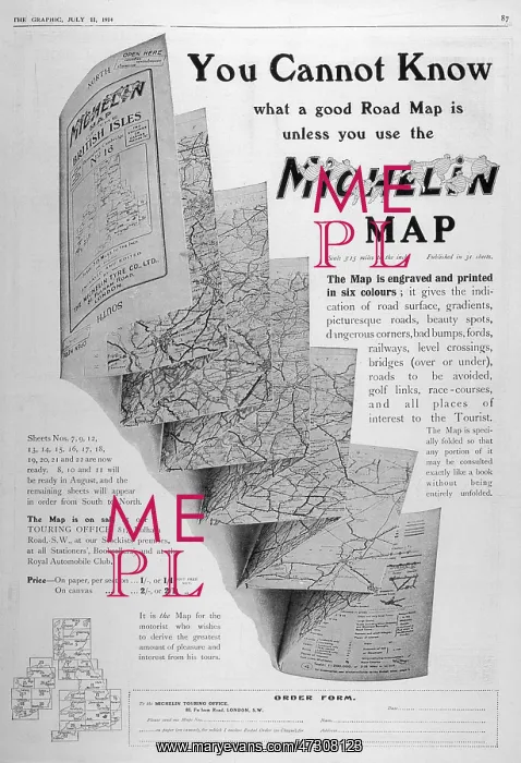 : ADVERT / MICHELIN MAP 1914 : ADVERT / MICHELIN MAP 1914