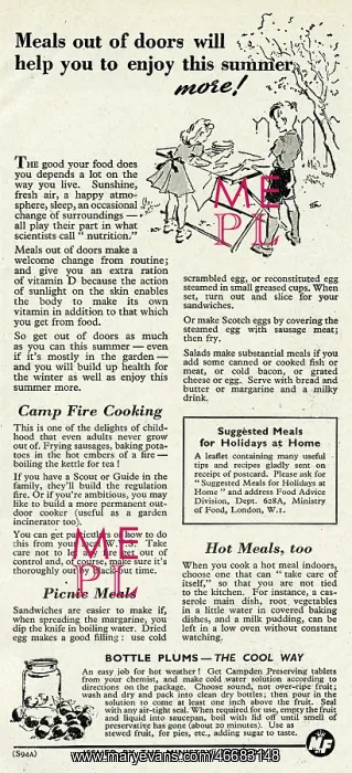 : Advert for the Ministry of Food 1944 : Advert for the Ministry of Food 1944
