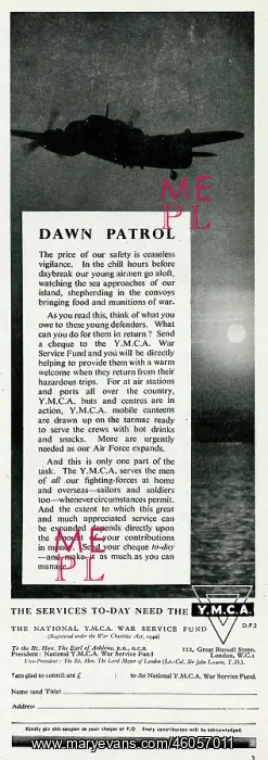 : Advert for money for the Y.M.C.A 1942 : Advert for money for the Y.M.C.A 1942