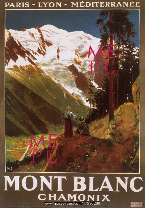 : Advertisement for Mont Blanc, Chamonix, France : Advertisement for Mont Blanc, Chamonix, France