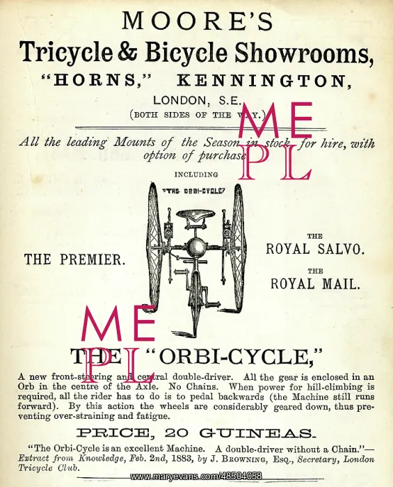 : Advertisement, Moore's Orbi-Cycle Tricycle : Advertisement, Moore's Orbi-Cycle Tricycle