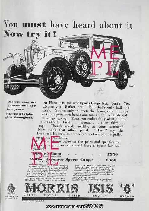 : Advert for Morris Isis : Advert for Morris Isis
