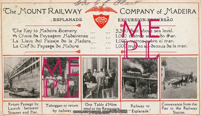 : Advertisement for the Mount Railway, Madeira : Advertisement for the Mount Railway, Madeira