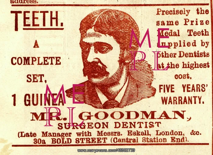 : Advert, Mr Goodman, Surgeon Dentist, dentures : Advert, Mr Goodman, Surgeon Dentist, dentures