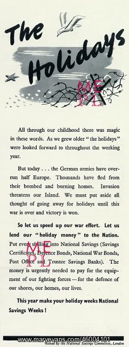 : Advert for The National Savings Committee 1940 : Advert for The National Savings Committee 1940
