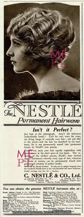: Advert for Nestle permanent hairwave 1922 : Advert for Nestle permanent hairwave 1922