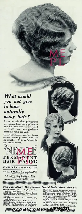 : Advert for Nestle permanent hairwave 1923 : Advert for Nestle permanent hairwave 1923
