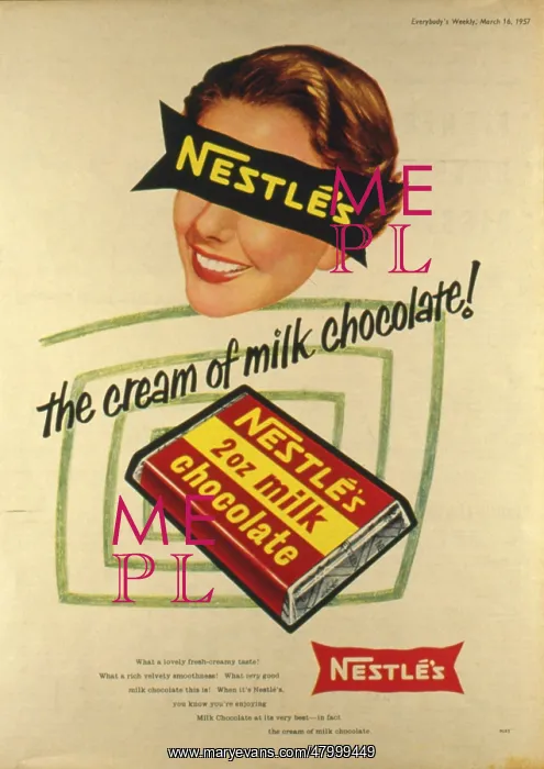 : Advertisement for Nestle's milk chocolate : Advertisement for Nestle's milk chocolate