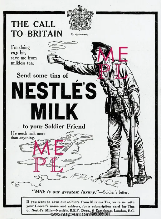 : Advert for Nestle's tin milk 1915 : Advert for Nestle's tin milk 1915