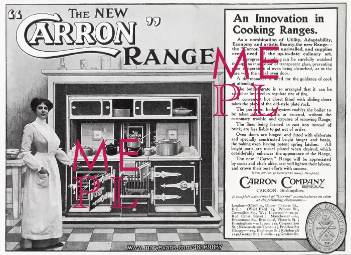 : Advert for New Carron Company - Range 1910 : Advert for New Carron Company - Range 1910