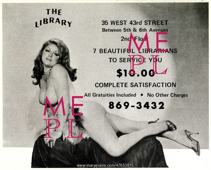 : Advertisement for New York Massage Parlour - The Library : Advertisement for New York Massage Parlour - The Library