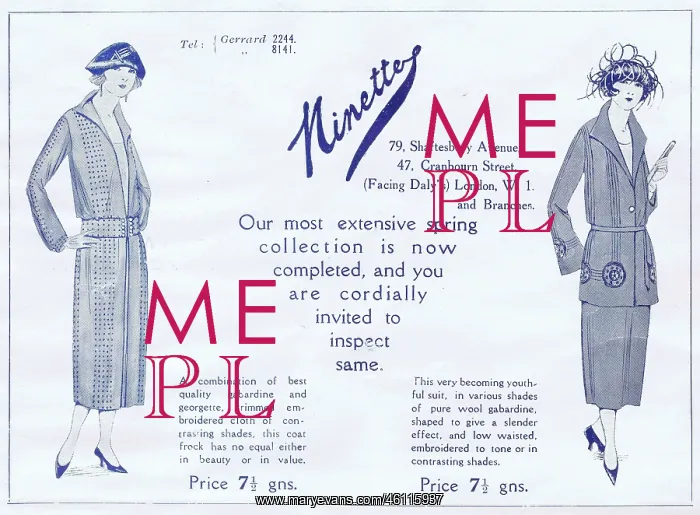  : Advert for Ninette couture (London) 1920s
