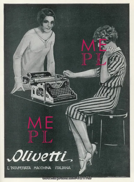 : Advert for Olivetti - typewriters 1927 : Advert for Olivetti - typewriters 1927