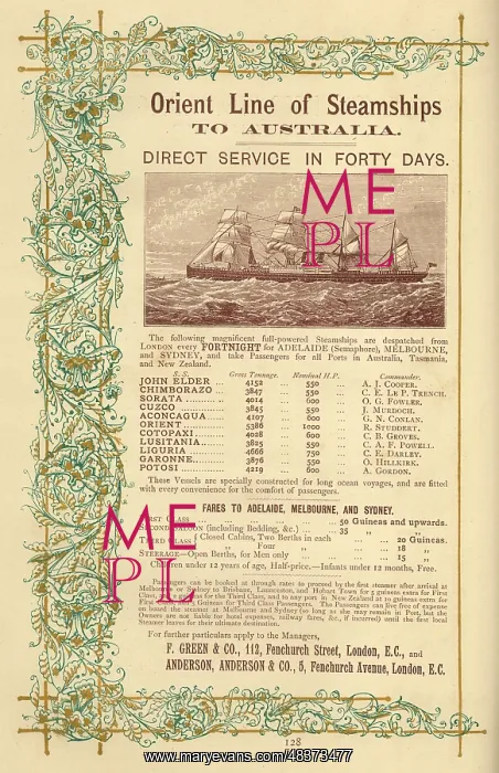 : Advert, Orient Line of Steamships to Australia : Advert, Orient Line of Steamships to Australia