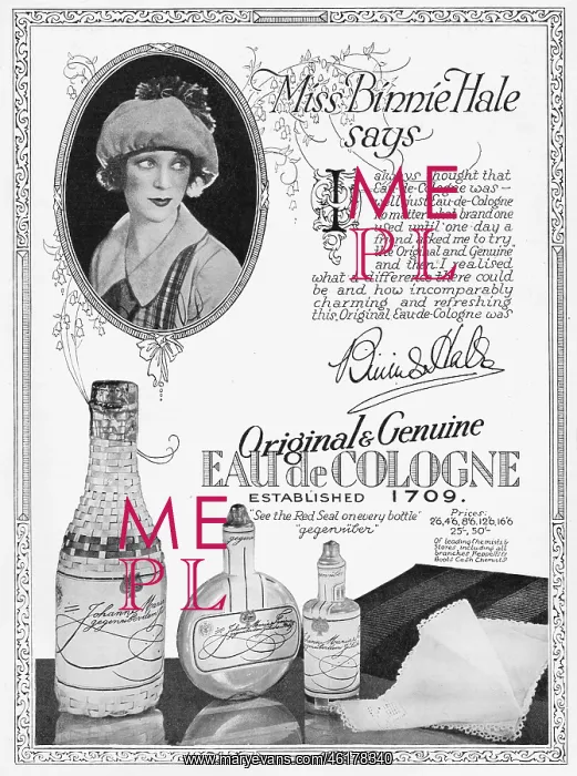 : Advert for the Original and Genuine Eau de Cologne, 1926 : Advert for the Original and Genuine Eau de Cologne, 1926