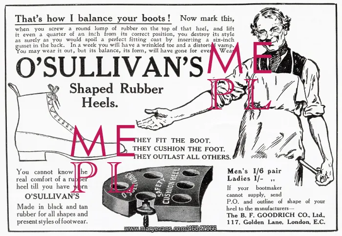 : Advert for O'Sullivan's rubber heels 1912 : Advert for O'Sullivan's rubber heels 1912