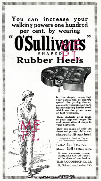 : Advertisement for O'Sullivan's shaped rubber heels 1914 : Advertisement for O'Sullivan's shaped rubber heels 1914