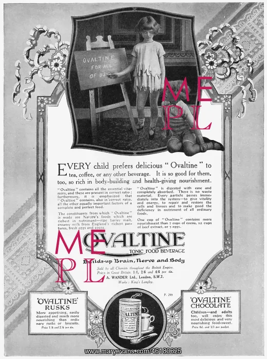 : Advert for Ovaltine, 1925 : Advert for Ovaltine, 1925