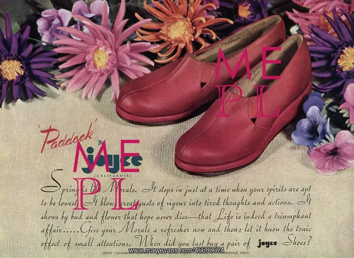 : Advert for Paddock by Joyce California shoes 1945 : Advert for Paddock by Joyce California shoes 1945