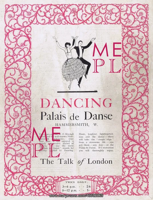  : Advert for the Palais de Danse, Hammersmith, London, 1922
