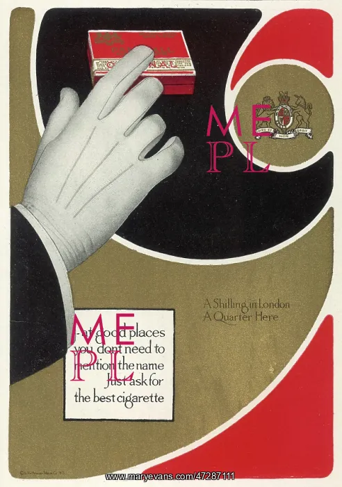 : Advert for Pall Mall cigarettes 1916 : Advert for Pall Mall cigarettes 1916