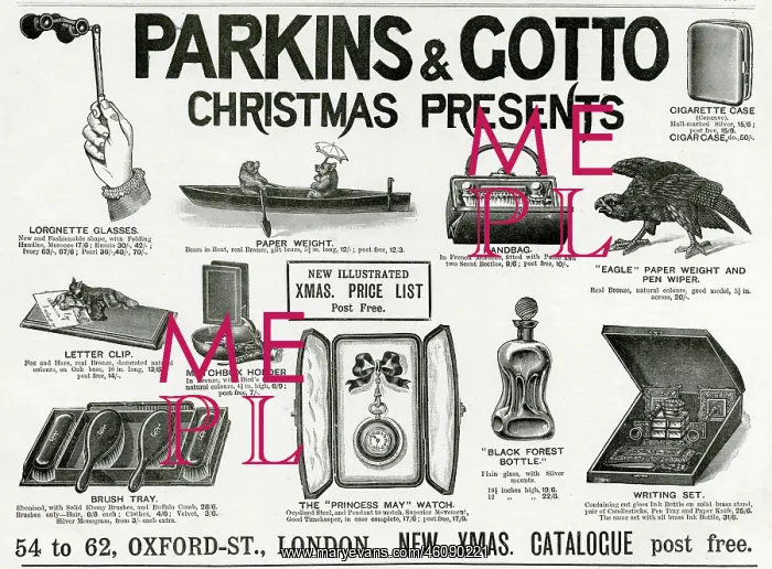 : Advert for Parkins & Gotto 1895 : Advert for Parkins & Gotto 1895