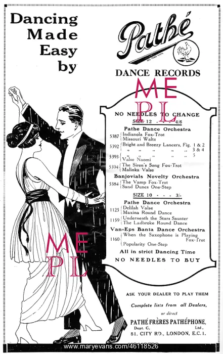  : Advert for Pathe dance records, 1920