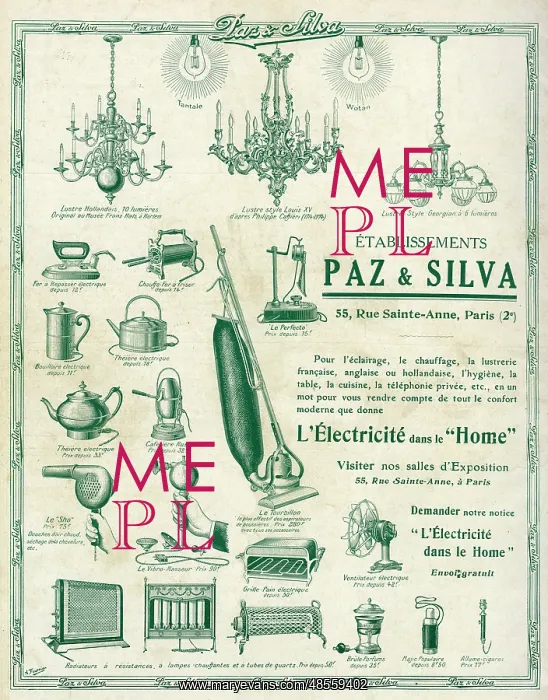 : Advert for Paz & Silva electrical household items 1913 : Advert for Paz & Silva electrical household items 1913
