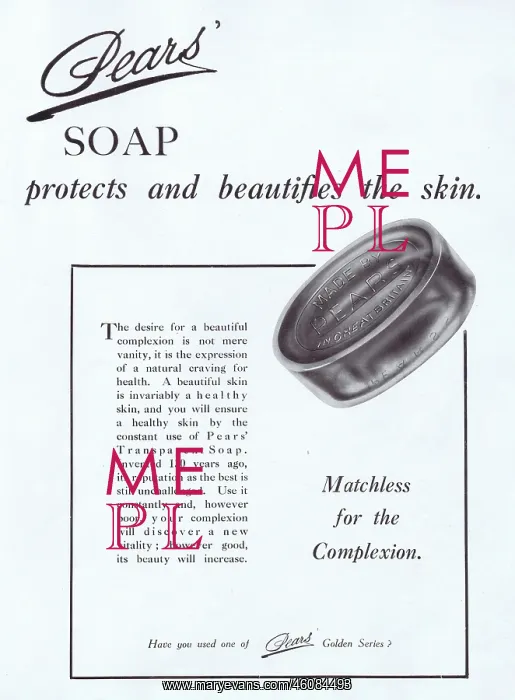 : Advert for Pears soap, 1921 : Advert for Pears soap, 1921