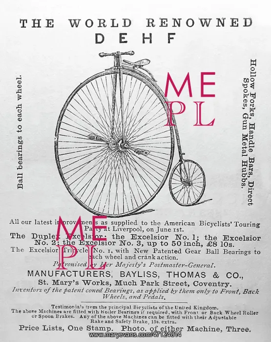  : Advertisement for penny farthing bicycle from 1875