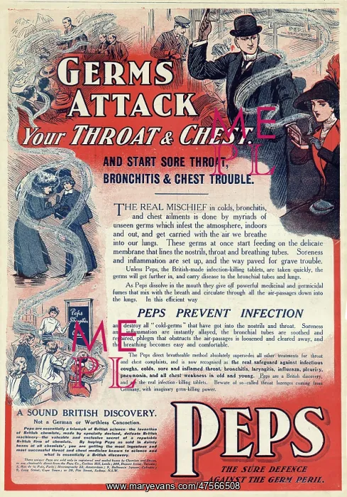 : Advert for Peps prevention against germ peril 1915 : Advert for Peps prevention against germ peril 1915