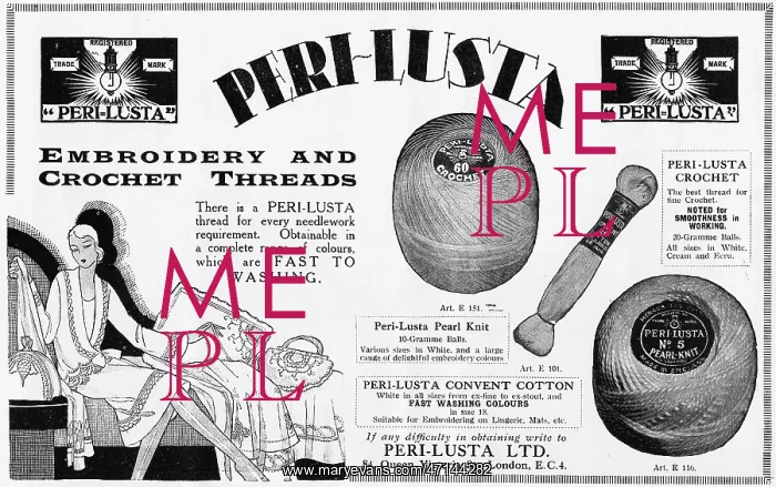 : advert for Peri-Lusta cotton threads : advert for Peri-Lusta cotton threads