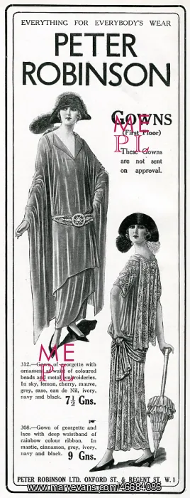 : Advert for Peter Robinson gowns 1924 : Advert for Peter Robinson gowns 1924