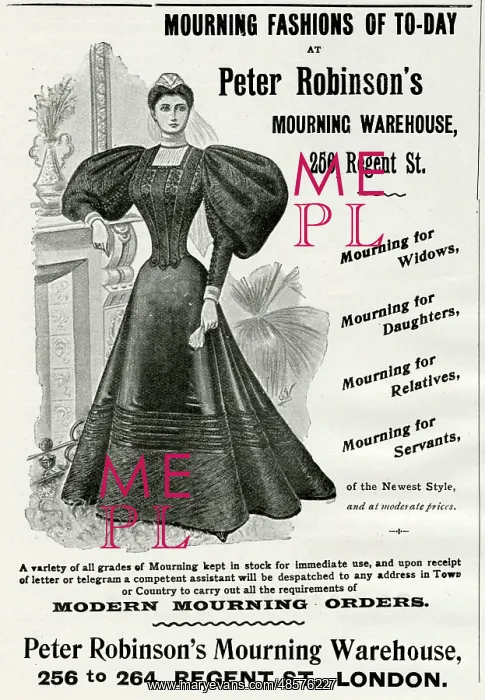 : Advert for Peter Robinson's mourning clothing 1896 : Advert for Peter Robinson's mourning clothing 1896