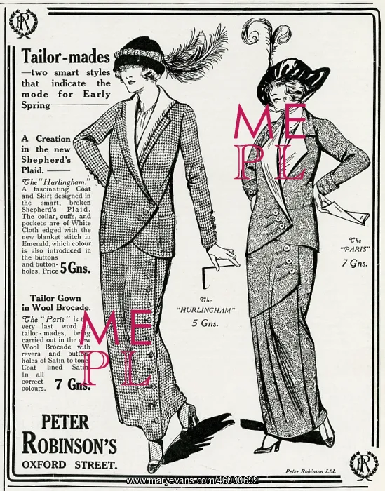 : Advert for Peter Robinson's tailor -mades 1913 : Advert for Peter Robinson's tailor -mades 1913