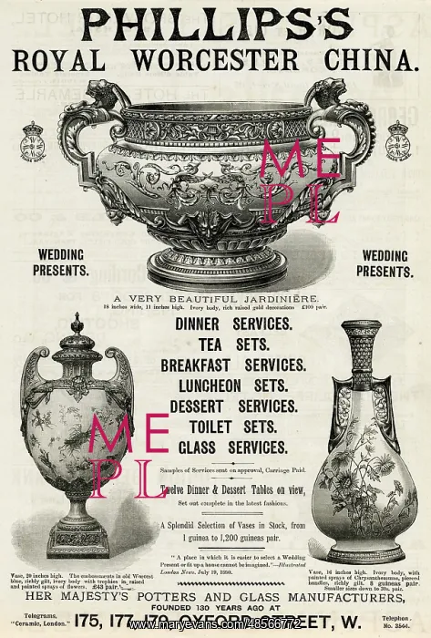 : Advert for Phillips's china 1890 : Advert for Phillips's china 1890