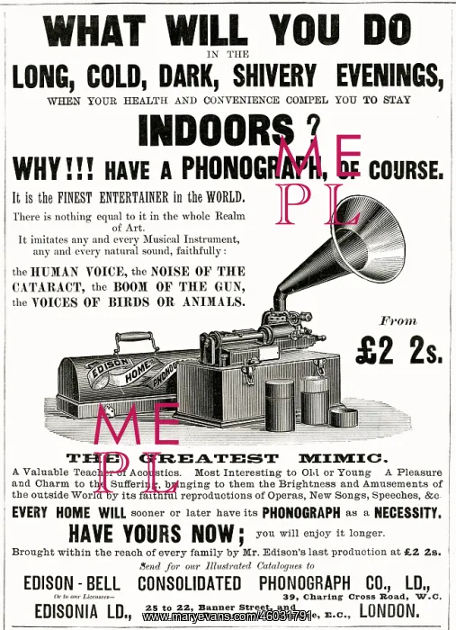: Advert for Phonograph 1900 : Advert for Phonograph 1900