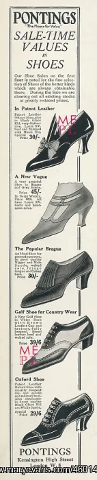 : Advert for Pontings shoes 1922 : Advert for Pontings shoes 1922