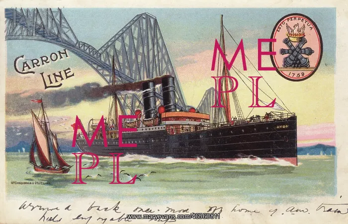 : Advertising postcard for the Carron Line Ferries : Advertising postcard for the Carron Line Ferries