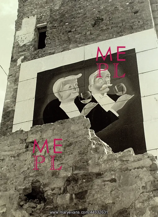 : An advertising poster affixed to : An advertising poster affixed to