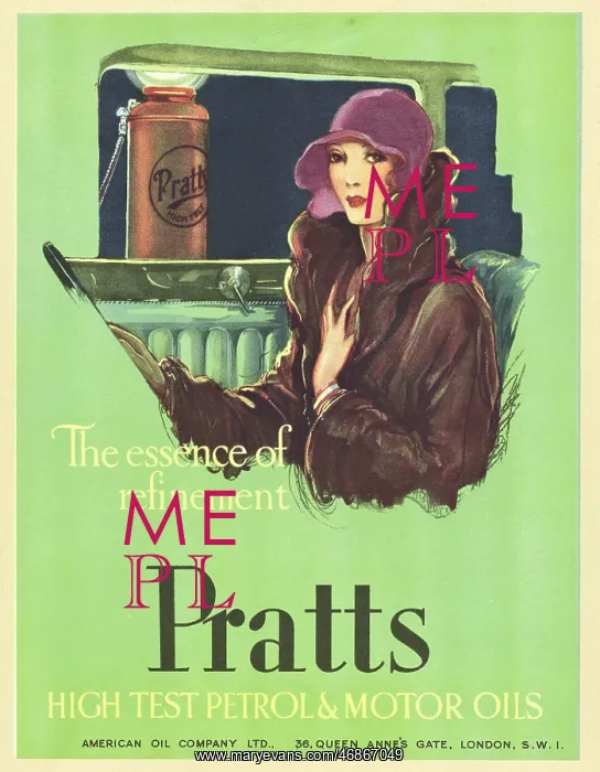 : Advertisement for Pratts petrol and motor oils : Advertisement for Pratts petrol and motor oils