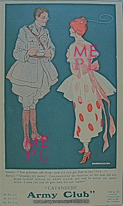 : Advertising print for Cavanders Army Club cigarettes : Advertising print for Cavanders Army Club cigarettes