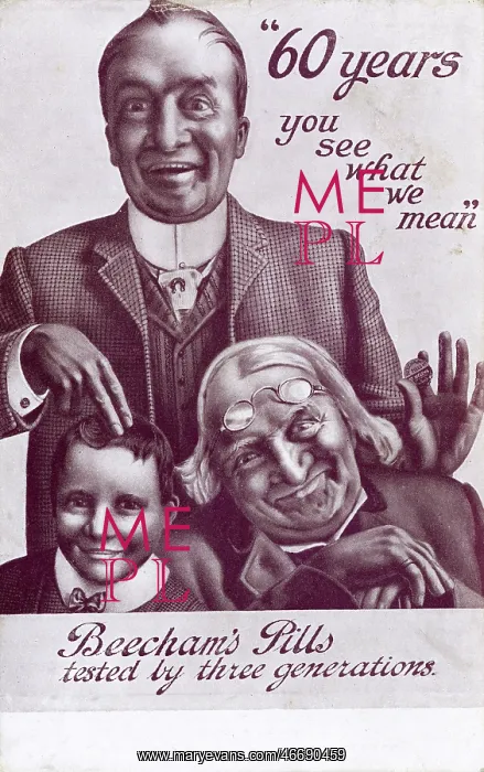 : Advertising Promotional postcard for Beecham's Pills : Advertising Promotional postcard for Beecham's Pills