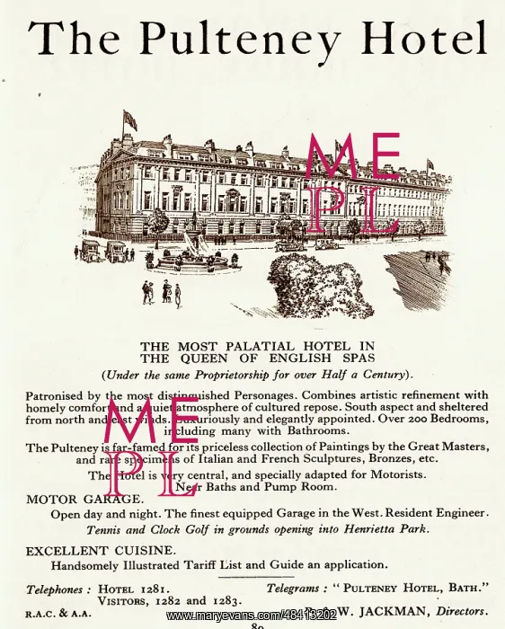  : Advert, The Pulteney Hotel, Bath