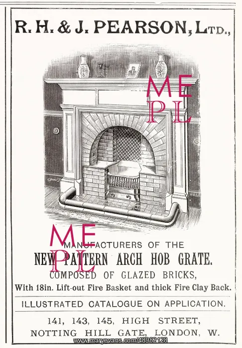 : Advert for R. H. & J. Pearson Ltd - hob grates 1900 : Advert for R. H. & J. Pearson Ltd - hob grates 1900
