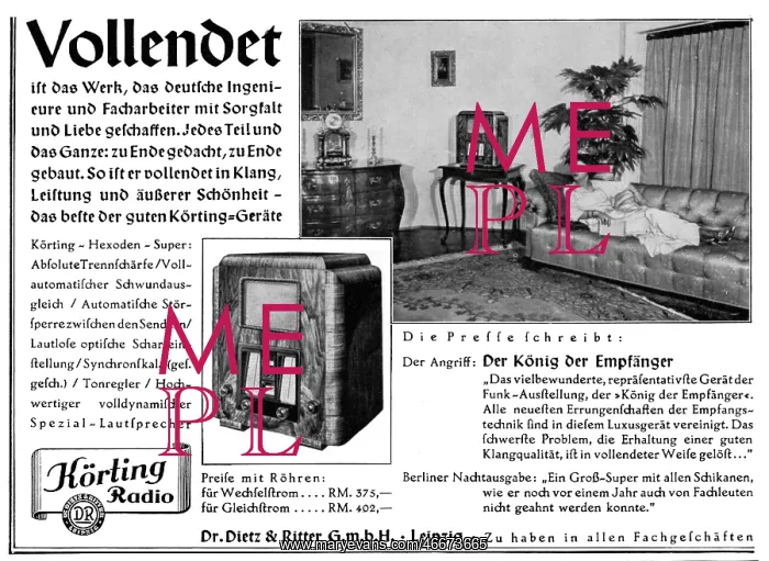 : advertising, radio Koerting, Dr. Dietz and Ritter : advertising, radio Koerting, Dr. Dietz and Ritter