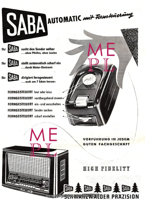 : advertising, radio, SABA, automatic remote control : advertising, radio, SABA, automatic remote control
