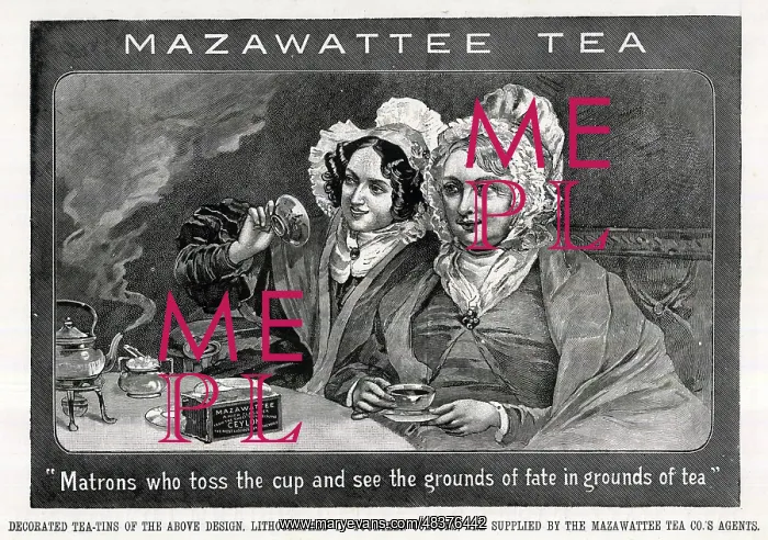 : Advert, Reading the Tea Leaves, Mazawattee Tea Co : Advert, Reading the Tea Leaves, Mazawattee Tea Co