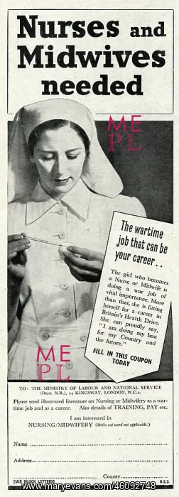 : Advert for recruitment of nurses and midwives 1943 : Advert for recruitment of nurses and midwives 1943