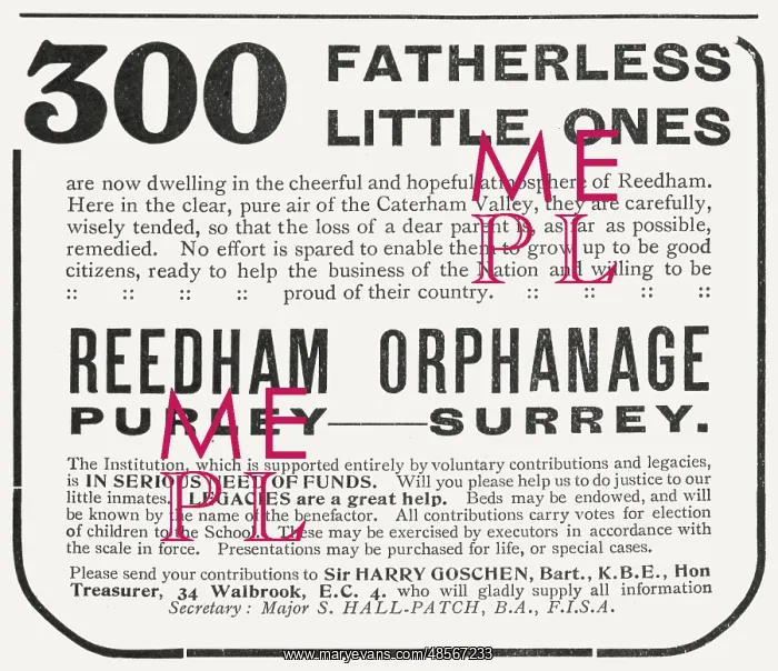 : Advertisement for Reedham Orphanage, Purley : Advertisement for Reedham Orphanage, Purley